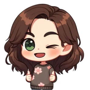 Chibi Laura Vidal Créatrice digitale pouces en l'air clin d'œil