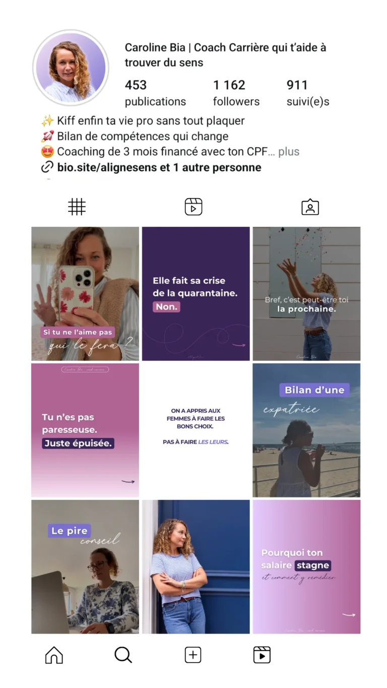 Exemple visuels feed Instagram, réseaux sociaux