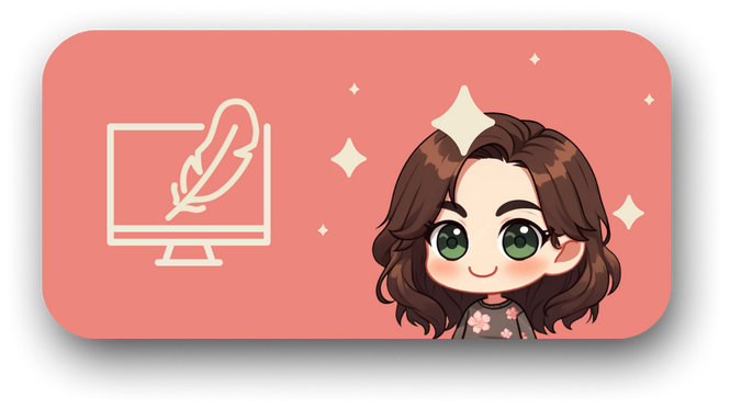 Chibi Laura Vidal Créatrice digitale offre "Plume Enchanée" rédaction, création de newsletter